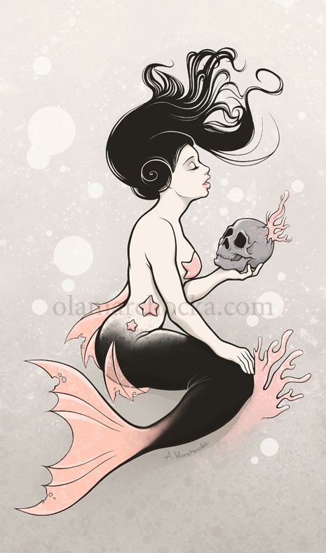 Sad Candy Land - collection of sweet gothic fantasy illustrations Acab Tattoo, Mermaid Drawings, Real Mermaids, Mermaid Tattoo, Mermaid Tattoos, Mermaids And Mermen, Mermaid Life, Desenho Tattoo, Tableau Art