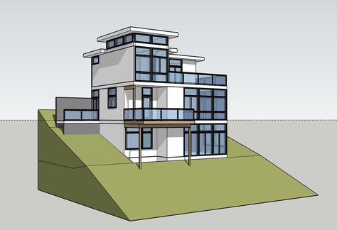 Smart Solutions for Steep Slope Building — warmmodern living Slope Building, Houses On Slopes, Slope House Design, Drawing Reference Photos, House On Slope, Sloping Lot House Plan, Slope House, Hillside House, Beach House Exterior