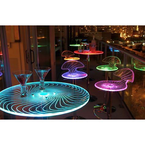 LumiSource Spyra LED Light-up Bar Table, Blue Etched Acrylic, Living Pool, Decoration Restaurant, Table Throw, Adjustable Bar Stools, Metal Bar Stools, Acrylic Table, Online Furniture Shopping, Pub Table