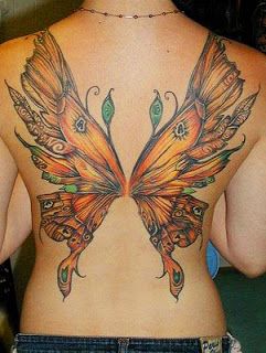 Full Back Tattoos for Women | Art-Sci: Beautiful Butterfly Tattoo Designs Fairy Wing Tattoos, Butterfly Wing Tattoo, Wing Tattoos On Back, Butterfly Tattoo Cover Up, Wing Butterfly, Tattoo Son, Fairy Cat, Butterfly Tattoo On Shoulder, Butterfly Back Tattoo