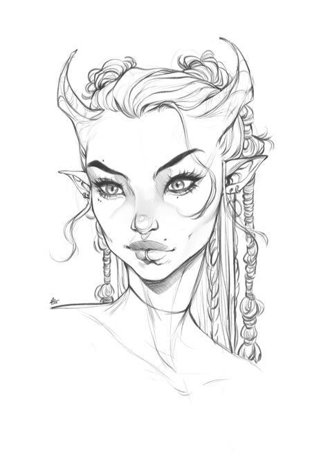 Elven Kingdom, Elf Drawings, Obsessed With Her, Art Time, Girl Drawing Sketches, Fantasy Drawings, Dnd Art, Arte Inspo, Girl Sketch