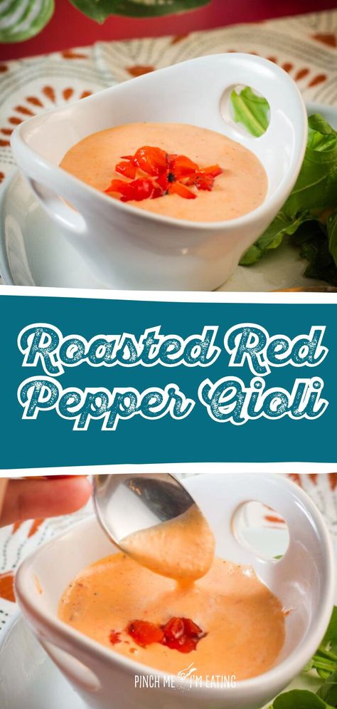 Try this easy Roasted Red Pepper Aioli recipe, perfect as a dipping sauce or sandwich spread. With fresh garlic, lemon juice, and a touch of cayenne, this creamy, flavorful condiment is a must-try. Sauce For Grilled Salmon, Red Pepper Aioli, Red Pepper Aioli Recipe, Recipe With Garlic, Spaghetti Sauce Recipe, Aioli Recipe, Easy Crockpot Dinners, Barbecue Sauce Recipes, Homemade Mayonnaise