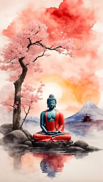 Premium Photo | Gautama buddha meditating in stunning place by watercolor painting wallpaper Gautama Buddha Hd Wallpapers, Lord Buddha Paintings, Watercolor Painting Wallpaper, Mahatma Buddha, Buddha Wall Painting, Buddha Background, Buddha Photo, Buddha Wallpaper, Dr Ambedkar