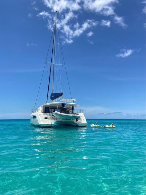 What better way to spend your day than relaxing as you sail around the island on a Catamaran (Ocean Daze Catamaran Tours featured in image) Sailing Aesthetic, Catamaran, Barbados, Tahiti, My Vibe, Ibiza, Croatia, Boats, Sailing