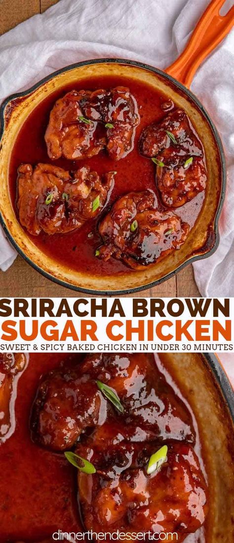 Siracha Chicken Recipes, Honey Siracha Chicken, Chicken Thights Recipes, Quick Meals To Make, Brown Sugar Chicken, Brown Chicken, Dinner Then Dessert, Baked Chicken Nuggets, Brown Sugar Recipes