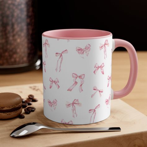 Cute Mugs Aesthetic, Aesthetic Coquette Room, Coquette Mug, Room Decor Coquette, Aesthetic Ribbon, Mugs Aesthetic, Coquette Room Decor, Coquette Room, Bow Wallpaper