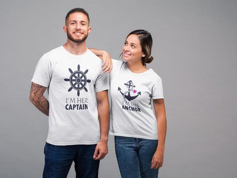 Couples Shirts Cruise His and Hers Matching Outfits Captain and Anchor Cruising Gifts Couples Matching Shirts, Couple Cruise, Cruise Gifts, 1st Fathers Day Gifts, Couples Shirts, Honeymoon Shirts, Nautical Gifts, Matching Couple Shirts, Cruise Outfits