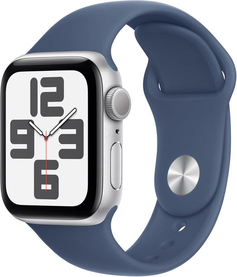 Apple Watch SE (2nd Gen) [GPS 40mm] Smartwatch with Silver Aluminium Case with Denim Sport Band S/M. Fitness and Sleep Trackers, Crash Detection, Heart Rate... Color:Silver Aluminium Case with Denim Blue Apple Watch, Apple Smartwatch, Digital Crown, Apple Fitness, Blue Apple, Iphone Watch, Apple Watch Se, Printer Ink Cartridges, Network Switch