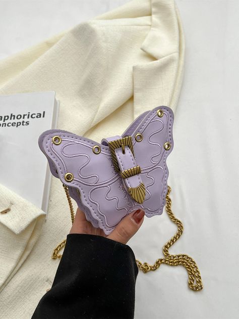 Mini Butterfly Design Chain Novelty Bag Dress Illustration Design, Butterfly Purse, Butterfly Bag, Mini Butterfly, Aesthetic Backpack, Handbags Vintage, Purple Handbags, Butterfly Bags, Small Butterfly