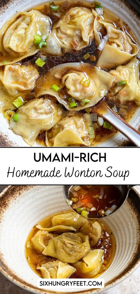 homemade wonton soup Veggie Wonton Soup, Mini Wonton Soup Recipe, Wonton Soup Recipe Broth, Wonton Soup With Ramen Noodles, Vegetable Wonton Soup, Wonton Soup Bokchoy, Authentic Wonton Soup Recipe, Wor Wonton Soup Recipe Authentic, Vegetarian Wonton Soup