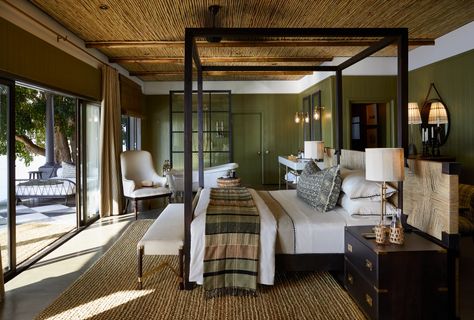 Safari Lodge Interior, African Lodge, African Safari Lodge, African Lodges, Contemporary Lodge, Lodge Bedroom, Luxury African Safari, Luxury Safari Lodge, Lodge Design