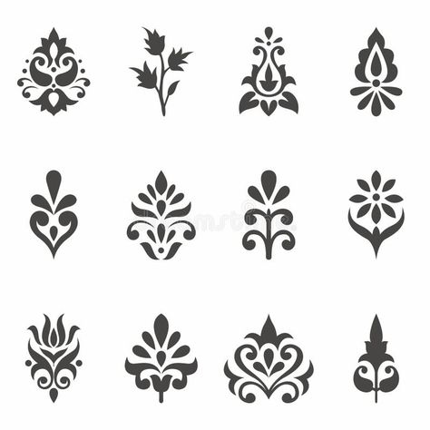 Swedish Folk Art Flowers, Butti Design, Motif Vector, Fleurs Art Nouveau, Abstract Tattoo Ideas, Small Motifs, Petit Tattoo, Instruções Origami, Textile Prints Design