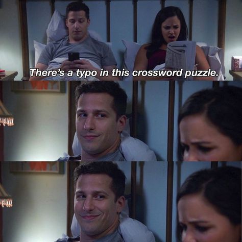 Brooklyn Nine-Nine on Instagram: “Happy anniversary to one typo and one typo only! #Brooklyn99” Peraltiago Quotes, B99 Quotes, Brooklyn 9 9, Tv Time, Brooklyn Nine Nine, Tv Times, Marauders Era, On My Own, Crossword Puzzle