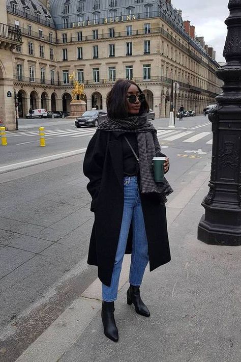 Black Coat Outfit, Heels Boots Outfit, Lorna Luxe, Ankle Boots With Jeans, Straight Leg Jeans Outfits, Black Boots Outfit, Thanksgiving Outfit Ideas, Thanksgiving Outfit Women, What To Wear Fall