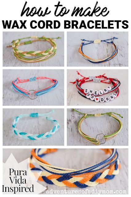 How to Make a Wax Cord Bracelet (A Pura Vida Inspired DIY) - Adventures of a DIY Mom Pura Vida Bracelets Diy, Adjustable Bracelet Diy, Pure Vida Bracelets, Cord Bracelet Diy, Cotton Cord Bracelet, Diy Mom, Wax Cord Bracelet, Diy Bracelets Tutorials, Pura Vida Bracelets