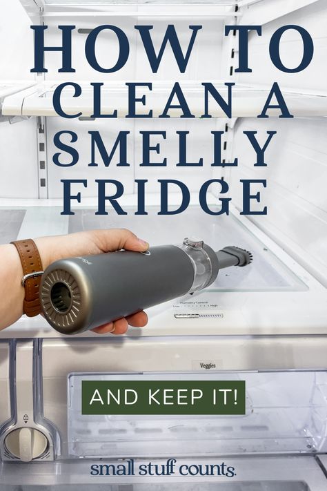 A smelly fridge is a sign of bacteria and germs lurking in bins and out-of-sight corners of your refrigerator. Learn how to deep clean your refrigerator and prevent the smells from returning. Deep Clean Fridge, Smelly Refrigerator, Smelly Fridge, Fridge Smells, Fridge Deodorizer, Freezer Organization, Small Fridges, How Do You Clean, Small Stuff