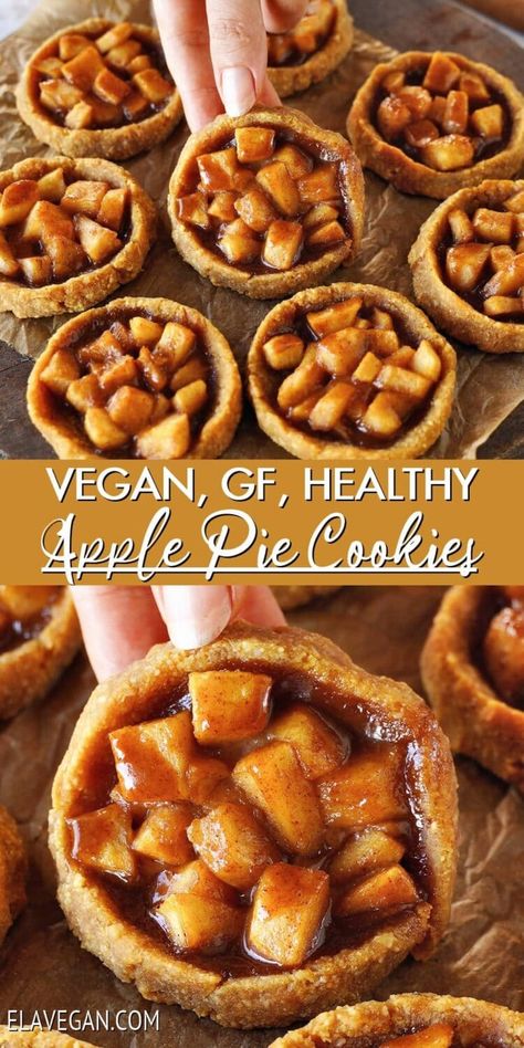 Almond Flour Apple Cookies, Apple Pie Low Calorie, Apple Pie With Almond Flour, Gluten Free Apple Pie Muffins, Healthy Vegan Gluten Free Desserts, Gluten Free Dairy Free Apple Recipes, Healthy Mini Apple Pies, Almond Flour Thanksgiving Desserts, Vegan Caramel Apple Cookies