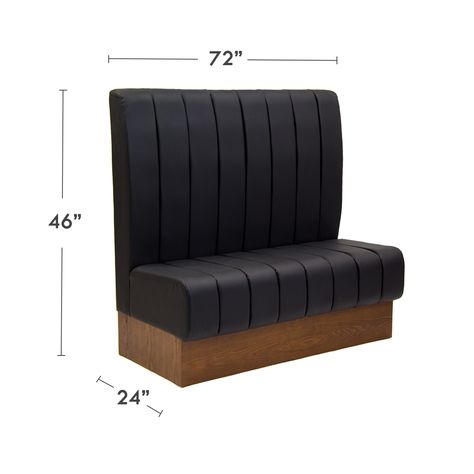 72L, Veneer Booth with Upholstered Back & Seat in Black : Restaurant Furniture,  A1 Restaurant Furniture Black Restaurant, Wall Bench, Metal Restaurant, Bench Dimensions, Restaurant Bar Stools, Restaurant Booth, Laminate Table Top, Resin Table Top, Outdoor Table Tops