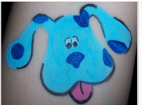 Blues clues ! Easy Face Painting Ideas For Kids Simple Cheek Art, Face Painting Images, Animal Face Paintings, Cheek Art, Face Painting Tutorials, Art Examples, Face Painting Easy, Kids Face Paint, Face Paintings