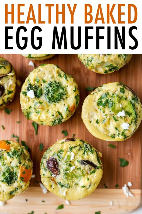 These healthy baked egg cups are loaded with protein and veggies. Make these egg muffins at the beginning of the week for a quick, on-the-go breakfast option for busy mornings. Phff Meals, Muffins With Veggies, Pregnancy Freezer Meals, Healthy Low Calorie Breakfast, Baked Egg Muffins, Postpartum Food, Popular Breakfast Recipes, Postpartum Meals, Baked Egg Cups