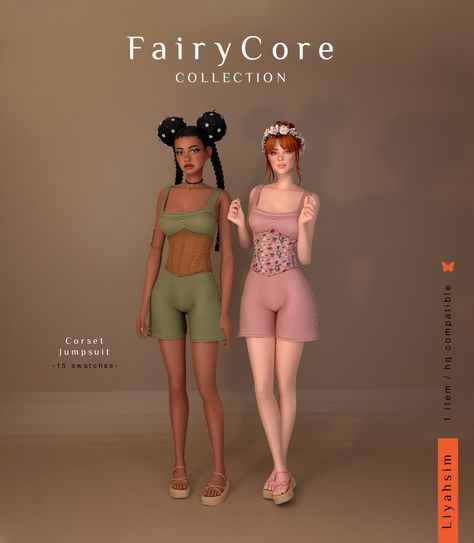 [FairyCore Collection] Corset Jumpsuit Hi! This is... - LiyahSim Ts4 Corset Cc, Sims 4 Fairycore, Sims 4 Corset Cc, Sims 4 Fairycore Cc, Sims 4 Cc Fairycore, Fairycore Corset, Fem Clothes, Sims 4 Cc Goth, Cc Eyes