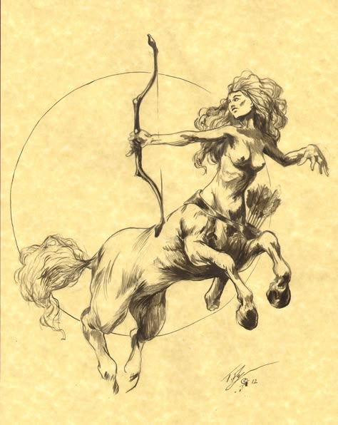 Female Centaur with Bow Centaur Tattoo, Centaur Drawing, Female Centaur, Sagittarius Tattoo Designs, Sagittarius Art, Sagittarius Tattoo, Drawing Table, Desenho Tattoo, Ink Wash