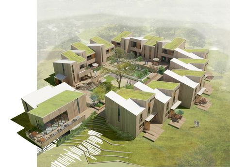 Sustainable Architecture House, Case Analysis, Social Housing Architecture, Sustainable Architecture Design, Urban Housing, Community Housing, Eco Architecture, Townhouse Designs, 3d House