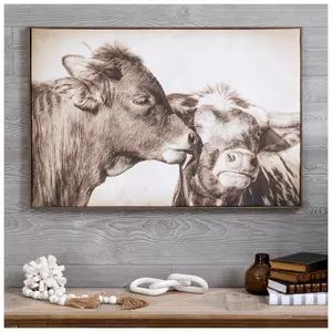 Farm Animals At A Fence Wood Wall Decor | Hobby Lobby | 6008486 Cow Dining Room Decor, Highland Cow Pictures Decor, Highland Cow Pictures, Farmhouse Wall Decor Living Room, Kiss Canvas, Western Living Room Decor, Farm Wall Decor, Cow Kitchen Decor, Cow Artwork