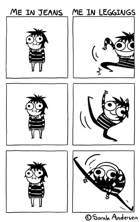 Sarah's Scribbles :: Leggings | Tapas Sarah Scribbles, Sarah's Scribbles, Sarah Andersen, 4 Panel Life, Life Comics, Cartoon Strip, Funny Comic Strips, Living Alone, Short Comics