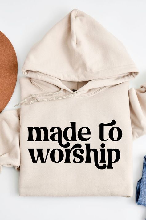 Made to Worship Christian Hoodie Hoodie Colors, Made To Worship, Jesus Clothes, Christian Shirts Designs, Millennials Fashion, Christian Hoodies, Bible Verse Gifts, Jesus Photo, Faith Clothing