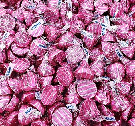 Pink Hershey Kisses, Hershey Hugs, Kiss Pink, Pink Chocolate, Pink Foil, Kisses Chocolate, Hershey Kisses, Hugs And Kisses, Gourmet Food