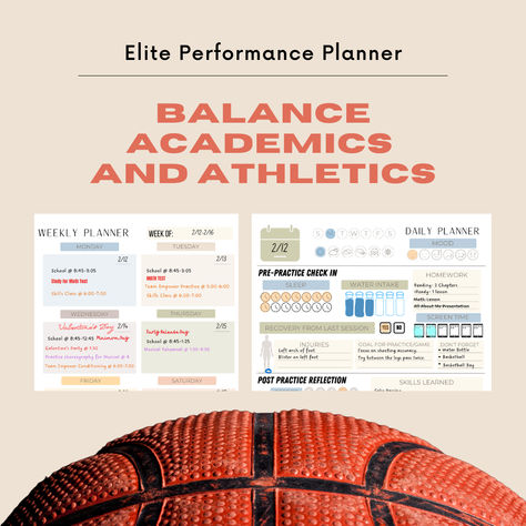 🌟 Balance Academics and Athletics! 🏅
Juggling school and sports can be tough. The Elite Performance Planner helps your athlete build a routine that includes time for practice, study, rest, and reflection. 💡 Athlete Journal Prompts, How To Become A Better Athlete, Athlete Journal, How To Balance School And Sports, Nutrition For High School Athletes, Juggling, Screen Time, Daily Planner, Weekly Planner