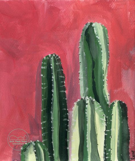 Sobre colores, encargos y encontrar un lenguaje pictórico propio. Sobre pintar en verde. About colors, commissions and artistic languages. About painting in green. #VERDE #GREEN #PLANTAS #PLANTS #VEGETATION #VEGETACION #ILUSTRACION #CACTUS #ARTWORK BY @PAUKF Cactus Artwork, Dibujos Ideas, Pots Diy, Painted Pots Diy, Painted Pots, Cactus Plants, Cactus, Plants, Green