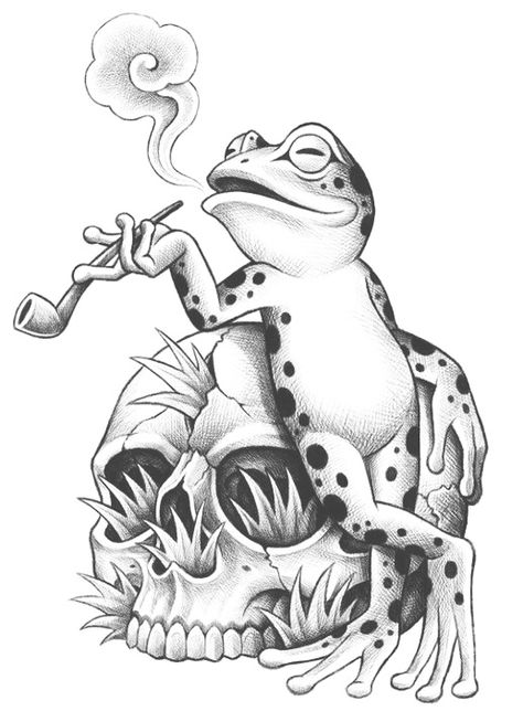 Happy Labor Day Weekend, Surreal Tattoo, Frog Tattoos, Skull Art Drawing, Frog Drawing, Come See Me, Sketch Tattoo Design, Dark Art Tattoo, Japan Tattoo