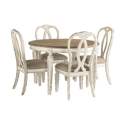 White Dining Set, Round Table And Chairs, Round Dining Room, White Dining Table, Ashley Furniture Homestore, Dining Room Chair, 5 Piece Dining Set, Oval Table Dining, Oval Table