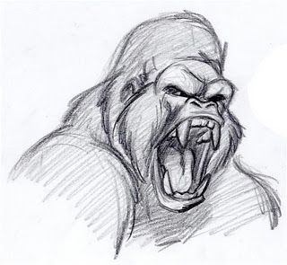 Angry Gorilla, Monkey Drawing, Gorillas Art, Angry Animals, Gorilla Tattoo, Animal Caricature, Gesture Drawing, Concept Art Drawing, Animal Sketches