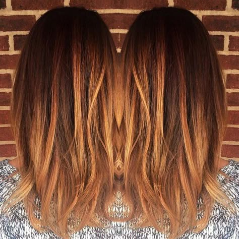 Brown Copper Balayage, Balayage Straight, Baylage Hair, Highlights Caramel, Copper Balayage, Brown Ombre Hair, Hair Color Caramel, Color Highlights, Brown Copper