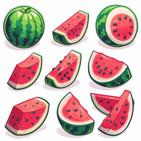 Photo 3d design illustration of watermel... | Premium Photo #Freepik #photo Watermelon Graphic Design, Vegetable Character, Watermelon Illustration Art, Watermelon Art Illustrations, Watermelon Collage, Watermelon Digital Art, Watermelon Vector, Watermelon Illustration, City Pop