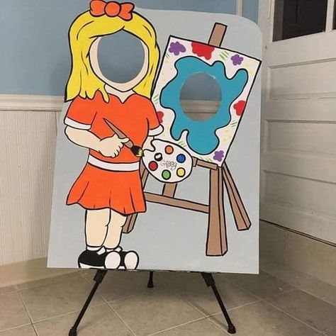 Birthday Party Photo Booth, Face In Hole, Photo Cutout, Photo Booth Prop, Painting Birthday, Concept Art Tutorial, Board Painting, Art Birthday Party, Board Display