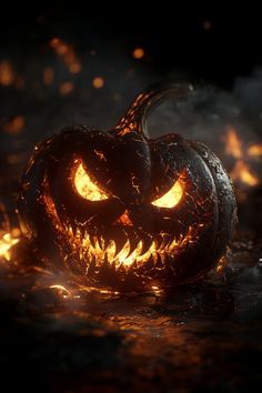 Black Halloween Pumpkins, Jack O Lantern Scary, Fantasy Gardens, Scary Pumpkins, Chaotic Energy, Halloween Monsters, Remember The Fallen, Halloween Gif, Scary Pumpkin