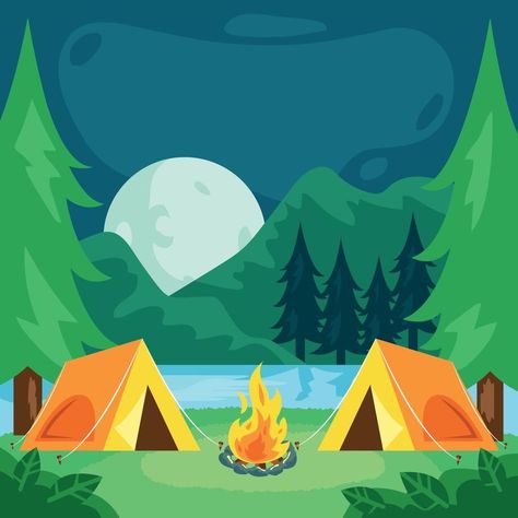 Summer Camp Landscape Background Summer Camp Clipart, Summer Camp Drawing, Camping Mural, Summer Camp Illustration, Camping Backdrop, Camp Background, Camping Background, Glamping Decor, Camping Illustration