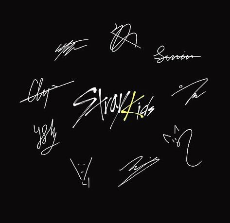 Straykids Signature, Kids Poster, Kids Logo, Kpop Wallpaper, Sale Poster, Stray Kids, Yellow, For Sale, Black