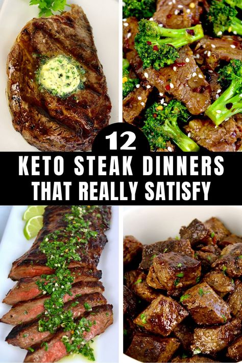 These steak dinners are melt in your mouth delicious and so easy to make! They're all Keto friendly, made with healthy low carb ingredients. Your family will absolutely love them, including your pickiest eaters! Keto Steak, Steak Dinners, Grilled Skirt Steak, Keto Burger, Healthy Low Carb, Low Carb Casseroles, Steak And Mushrooms, Low Carb Sides, Pepper Steak