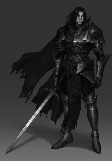 Dark Knight Rpg, Black Knight Armor, Black Paladin, Dark Paladin, Black Armor, Knight Armor, Medieval Knight, Fantasy Armor, Blackest Knight