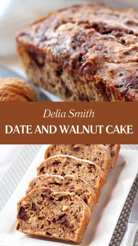 Delia Smith Date And Walnut Cake Walnut Cake Recipe, Date And Walnut Loaf, Date And Walnut, Date And Walnut Cake, Delia Smith, Rich Desserts, Walnut Cake, Chefs Table, Favorite Dessert Recipes