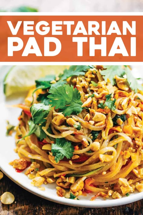 Rainbow Pad Thai, Pad Thai Noodle Recipe Easy, Indochinese Recipes, Veggie Pad Thai, Recipe Noodles, Vegetarian Pad Thai, Vegetarian Thai, Pho Noodles, Pinch Of Yum