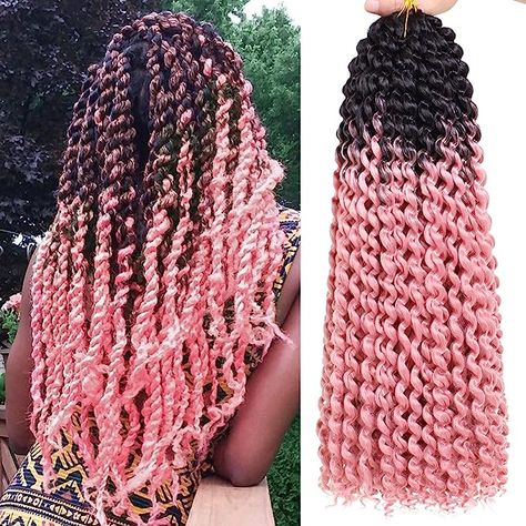 Leeven 18 Inch 2 Packs Water Wave Passion Twist Crochet Hair Ombre Pink Bohemian Passion Braids Hair for Butterfly Locs Synthetic Passion Twist Braiding Hair for Women Hair For Butterfly Locs, Locs Distressed, Passion Braids, Locs Soft, Distressed Locs, Twist Braiding Hair, Passion Twist Crochet, Micro Braids Hairstyles, Water Wave Crochet