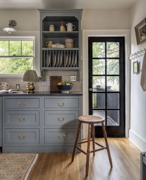 Dutch Colonial Revival, Kitchen Design Studio, Blue Kitchen Ideas, Kitchen Ideas Apartment, Colonial Revival House, Seattle Interior Design, Full Kitchen Remodel, Country Dining, Charming Kitchen