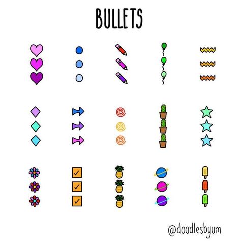 Some cute bullet points for #52wvv_week11 #therevisionguide_52wvv @therevisionguide #visualvocab #bullets #doodleprompts #cutedoodle #doodlesbyum #bujo #bulletjournal #bulletjournaling #drawing #bulletjournaling #52wvv #weeklychallenge #digitaldoodle Cute Bullet Points, Weekly Log, Bullet Journal Notes, Bullet Journal Aesthetic, Pretty Notes, Bullet Journal Notebook, Dot Journals, Bullet Journal Writing, Bullet Points