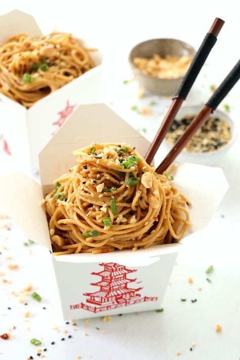 Soy Noodles, Baked Panko Chicken, Spicy Peanut Noodles, Peanut Noodles, Takeout Food, Chinese Takeout, Spicy Peanuts, Comfort Dishes, Noodle Recipes